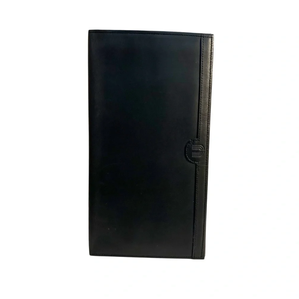 VTG Emanuel Ungaro Paris Slim Long Black Leather Wallet Bifold EUC